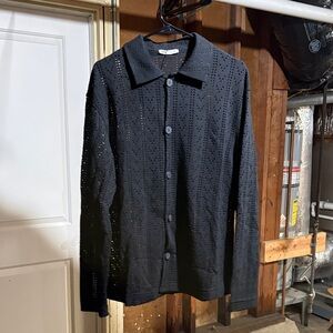 Zara Men's Black Knit Shirt Jacket